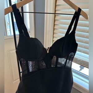 Black sheer corset bodycon dress